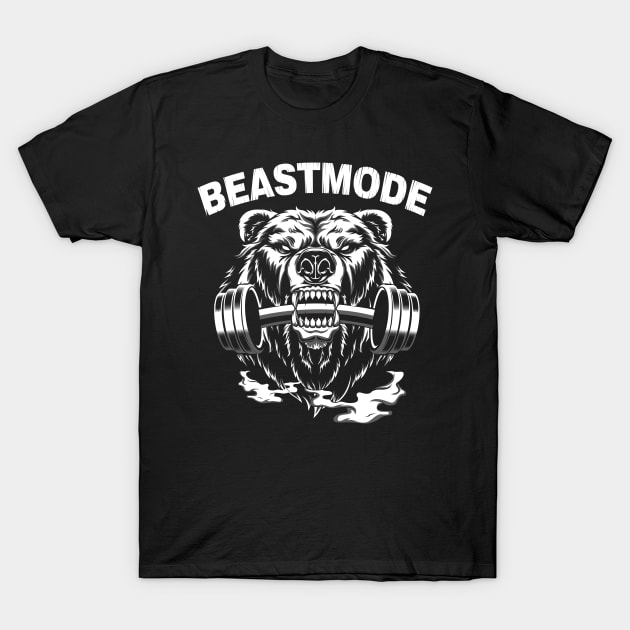 Fitness Beast Mode Bear Wild Animal T-Shirt by mybeautypets